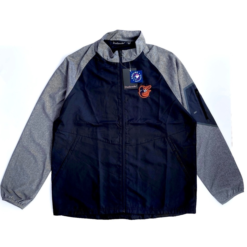 NWT Dunbrooke Baltimore Orioles Windbreaker Jacket, Black/Grey, Men’s Size Large